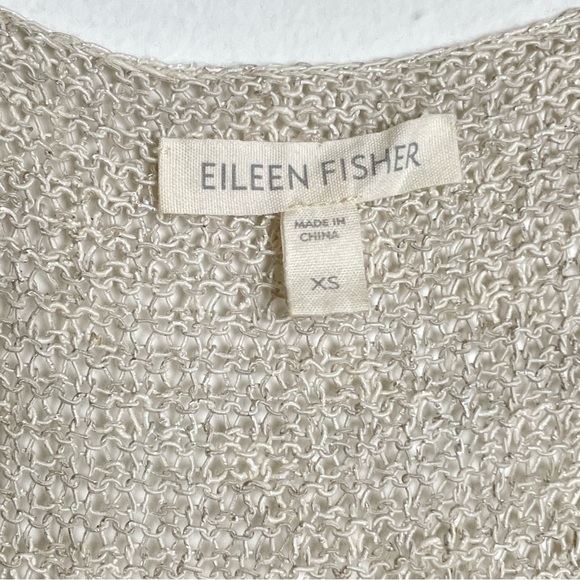 EILEEN FISHER Linen Asymmetrical Sleeveless V-Neck Loose Knit Tunic Tank Top XS - Picture 2 of 9